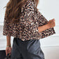 Leopard Collared Neck Cropped Jacket