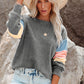 Color Block Round Neck Long Sleeve Sweatshirt