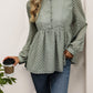 Perfee Peplum Round Neck Long Sleeve Blouse