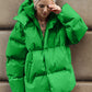 Pocketed Zip Up Hooded Puffer Jacket