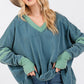 SAGE + FIG Mineral Wash Side Slit Contrast Top