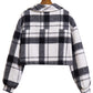 Plaid Button Front Jacket with Pockets