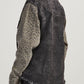 Raw Hem Leopard Snap Down Denim Jacket