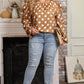 Plus Size Polka Dot Long Sleeve Blouse