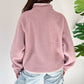 Half Snap Long Sleeve Sweatshirt with Side Slit Pockets