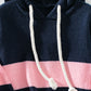 Drawstring Striped Hooded Sweater