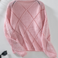 Openwork Sequin Round Neck Long Sleeve Sweater