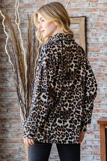 Leopard Print Quarter Zip—Small-3XL