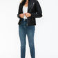 Snobbish Faux Leather Zip Up Mock Neck Jacket