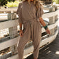 Simply Taupe High Low Boxy Fit Tee and Crop Pants Set