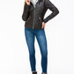 YMI Faux Layered Double-Zipper Jacket with Fuzzy Hood