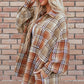 Khaki Plaid Colorblock Patchwork High Low Shacket