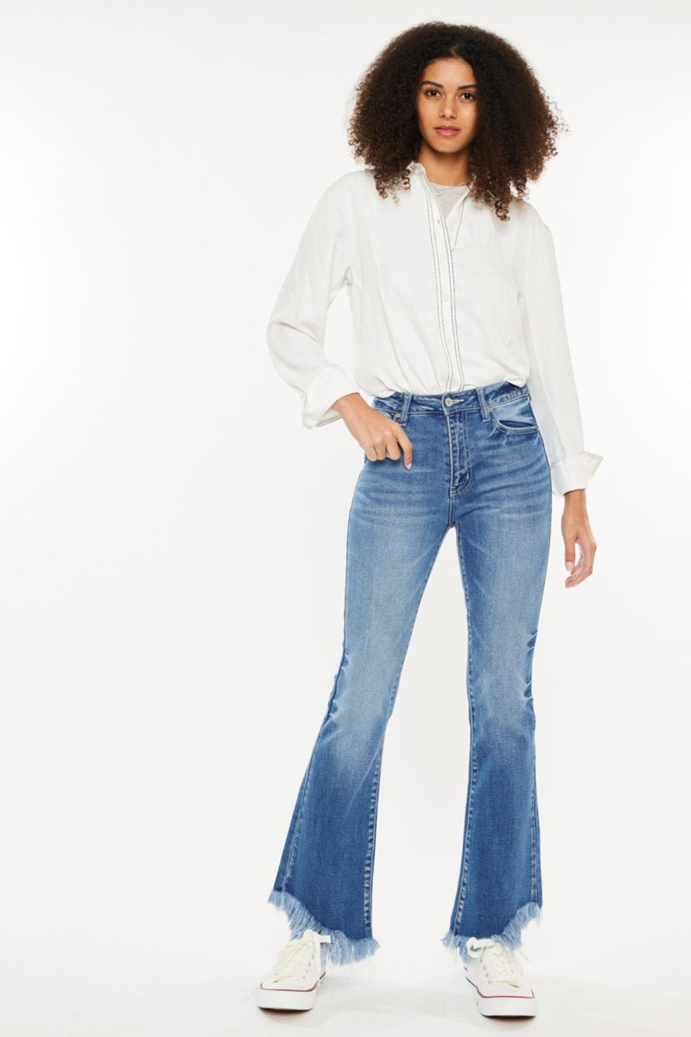 Kancan High Rise Frayed Hem Jeans