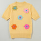 Flower Round Neck Short Sleeve Sweater