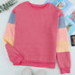 Color Block Round Neck Long Sleeve Sweatshirt