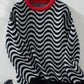 Wavy Stripes Round Neck Long Sleeve Sweater