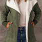 Open Front Long Sleeve Sherpa Jacket with Pockets