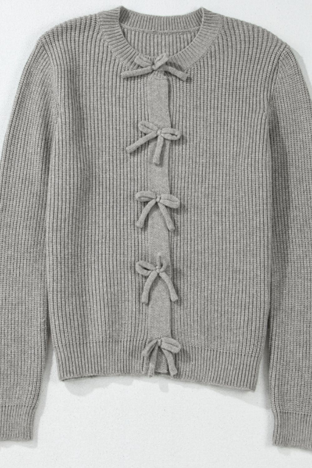 Gray Ribbon Ruffle Cardigan