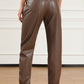 Drawstring PU Leather Pants