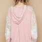 POL Star Patch Lace Long Sleeve Hooded Top