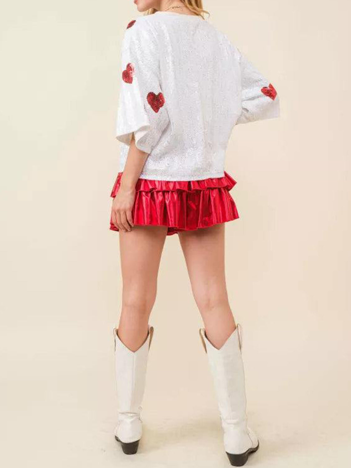 Sequin Heart Short Sleeve Top—All Heart—Valentine's Day Collection