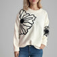 Flower Round Neck Long Sleeve Sweater