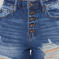 Kancan Distressed Button-Fly High Waist Denim Shorts