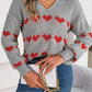 Heart Johnny Collar Long Sleeve Sweater