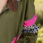 Leopard Zip Up Long Sleeve Hooded Jacket