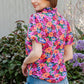 Floral Print Puff Sleeve Round Neck Blouse