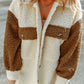 Color Block Collared Neck Sherpa Jacket