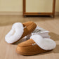 Fluff Trim Round Toe Flat Slippers