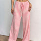 Tied Striped Wide Leg Pants