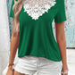 Ivy Lane Spliced Lace Contrast Short Sleeve Top