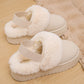 Faux Fur Round Toe Platform Slippers