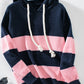 Drawstring Striped Hooded Sweater