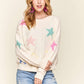 ADORA Stars Pattern Round Neck Drop Shoulder Sweater