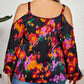 Honey Plus Size Printed Cold Shoulder Long Sleeve Blouse