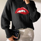 Lip Turtleneck Long Sleeve Sweater