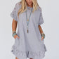 Light Grey Patchwork Ruffled T-Shirt Dress