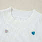 Heart Sequin Round Neck Long Sleeve Sweater