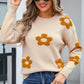 Angel Wings Flower Round Neck Long Sleeve Sweater