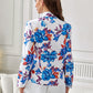 Floral Tie Neck Long Sleeve Blouse