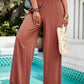 Devine Smocked Wide Leg Pants with Pockets