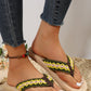 Yellow Woven Strap Flat Flip Flops