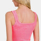 Zenana Washed Ribbed Scoop Neck Wide Strap Tank