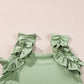 Smoke Green Solid Ruffle Trim Sleeveless Top