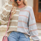 Striped Round Neck Long Sleeve Knit Top