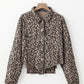 Asymmetrical Hem Collared Neck Leopard Jacket