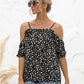 Printed Cold-Shoulder Frill Trim Blouse